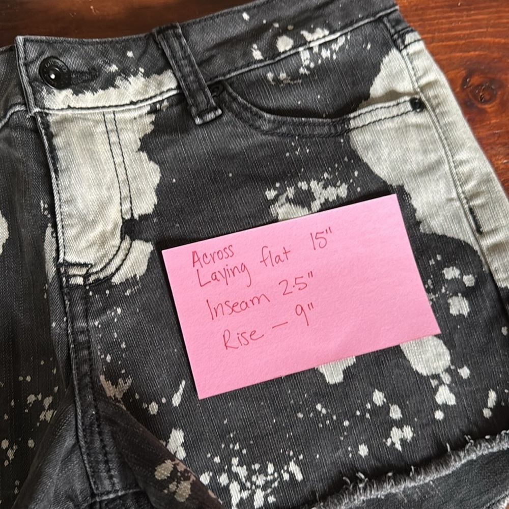 LOVESICK Bleach Wash Cotton Low Rise Denim Black Shorts - Picture 5 of 5